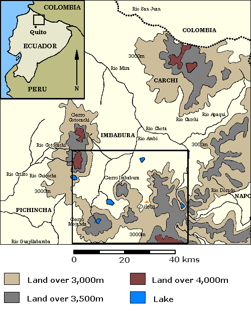 Figure 1b - map of northern highlands of Ecuador