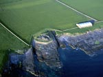 Aerial, Midhowe Broch and cairn, Westness, Rousay, Orkney