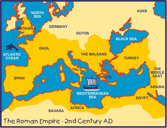 Map showing greatest extent of Roman Empire