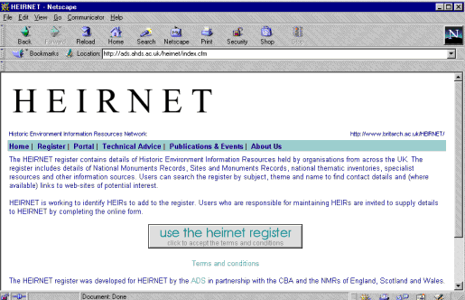 The web entry point for the HEIRNET 
Register