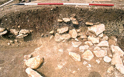Pile of stones from the destruction of the wall.