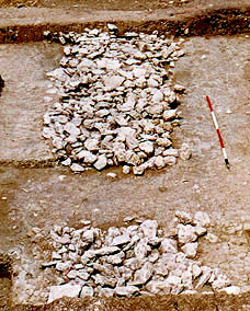 Inner ditch filled with stones from the destruction of the wall 