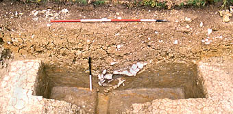 Inner ditch, area 3, with filling of stones.