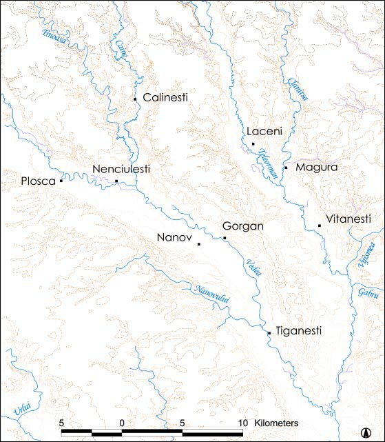 Map showing location of tells
