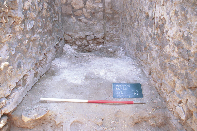 The remains of the lime layer in room 11