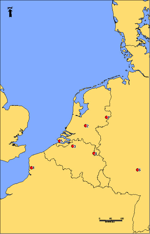 Map of West Continental Europe showing comb finds