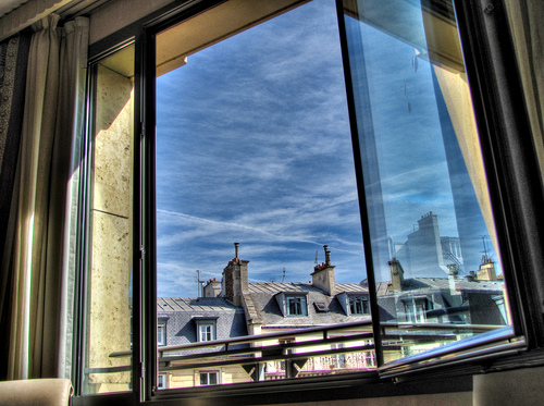 View through an open window
