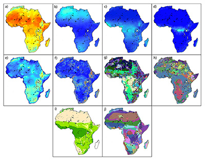 Maps of continental variation in a range of environmental variables