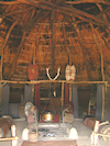 Iron Age roundhouse reconstructions at Castell Henllys