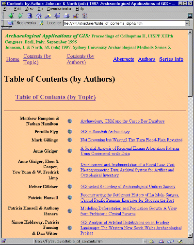 screenshot of Table of Contents
