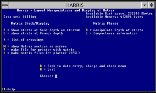 Screen shot of Bonn Matrix software (version 5.43)