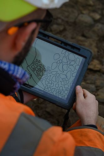 A visual representation of the stones from the recently unearthed Roman road at Blackgrounds, Northamptonshire, being recorded with modern technology. Image credit: HS2 Ltd