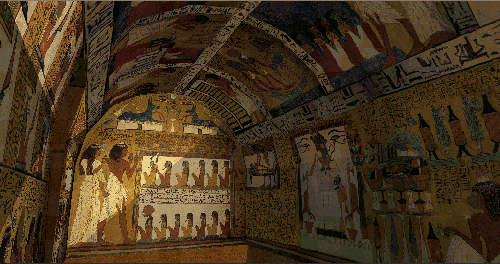 View of the inner chamber of the tomb model