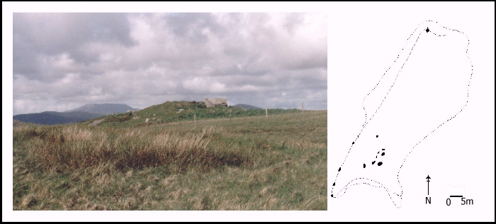photo and drawn plan of cairn