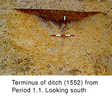 Terminus of ditch (1552) from Period 1.1. Looking south.