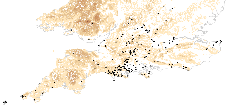 Distribution of sites for Bronze Age
