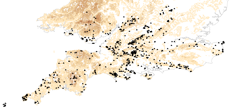 Distribution of sites for Neolithic=Bronze Age