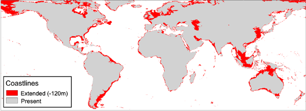 LGM extended coastlines