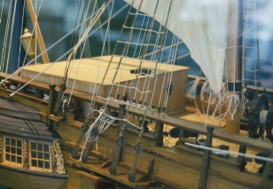 Photograph of a model of the Pandora - demonstrating 'Pandora's Box' on the aft quarter deck