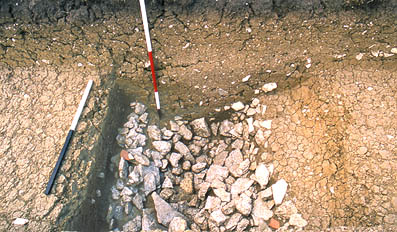 Inner ditch, area 2, with filling of stones.