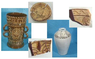Assortment of sgraffito wares - c.17-early 20th centuries