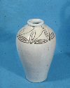 Vase, red earthenware, yellow slip and sgraffito design