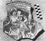 Werra slipware, sgraffito dish dated 1619 in black and white
