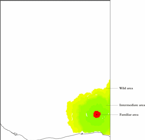 GIS output of foraging space