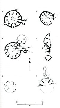 Plans of wheelhouses on South Uist