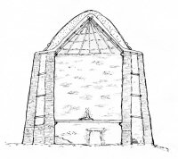 reconstruction drawing of Dun Chàrlabhaigh