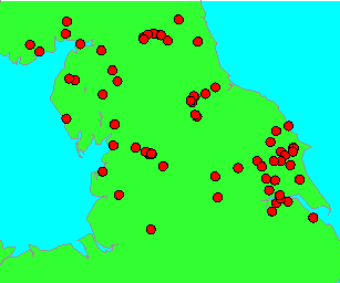 [Map of northern Britain showing the principal sites examined]