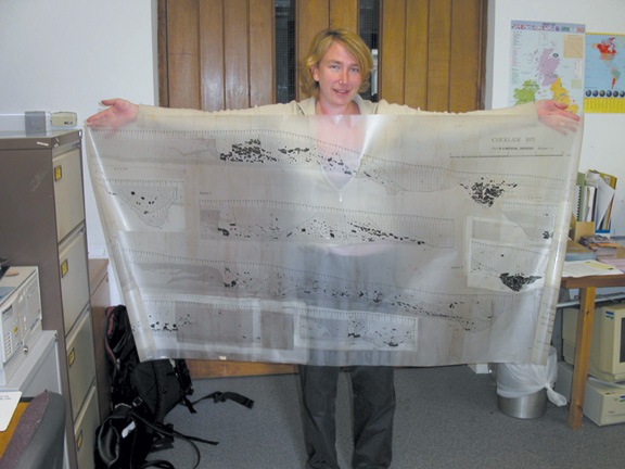 Judith Winters with large permatrace drawing.
