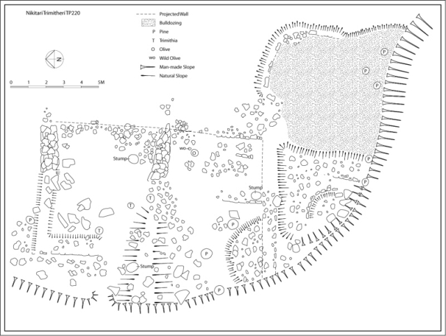 Figure 35: Nikitari Trimitheri (TP220): plan of structures. Drawing: Sarah Janes, finalised by Jean Humbert. 