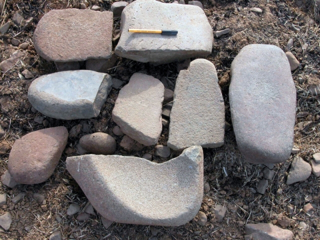 Figure 45: Grinding stones from Kato Koutraphas Petrera (TP242). Photograph: Hugh Corley. 