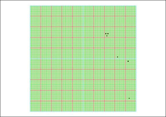 Figure 6: The raster grid created for the 100 metre precision level for the Currency (Cu) Medieval (Me) ADI process.