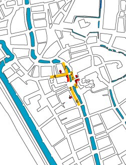 Figure 55: Location of Utrecht's economic spaces in AD 1200