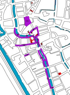 Figure 56: Location of Utrecht's economic spaces in AD 1400