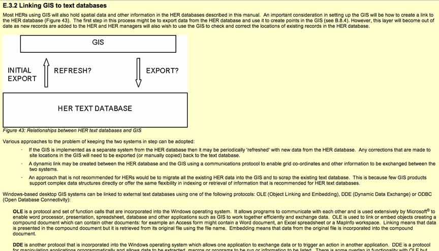 Figure 3: Example of the types of guidance available, showing how to link information held in databases with GIS.