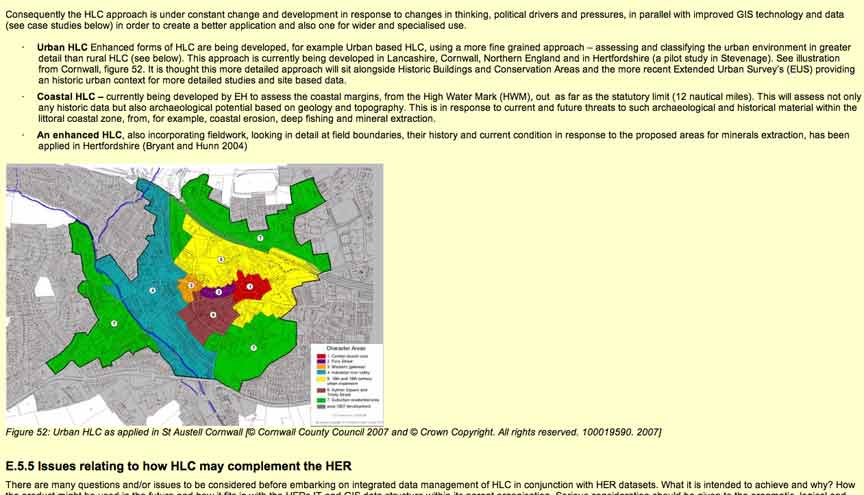 Figure 5: Further example of the types of the guidance available, showing how to expand traditional point and polygon data with Historic Landscape Characterisation (HLC) to show time depth.