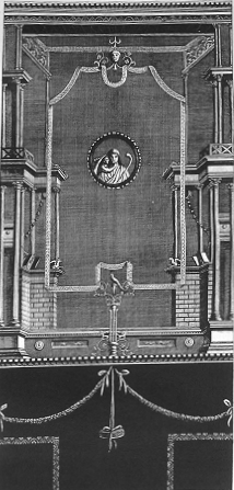 18th century engraving of part of the north wall of the atrium