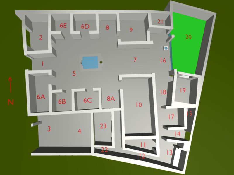 Plan of the House of the Surgeon with room numbers
