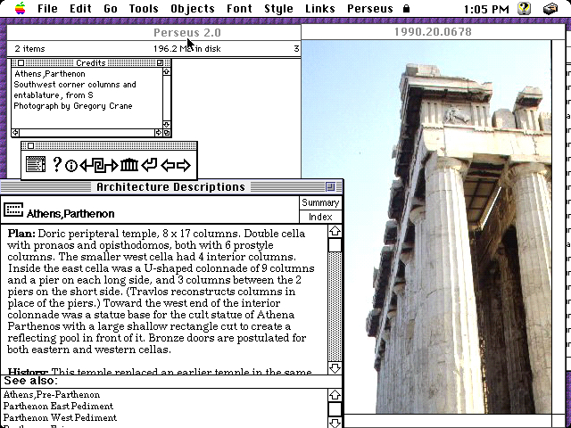 Screenshot of Athens, Partyhenon architecture from Perseus Project