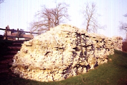 Remains of the Roman wall circuit at Silchester.