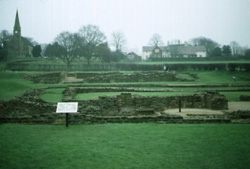 Excavated remains of the Roman settlement at Wall, Staffordshire.