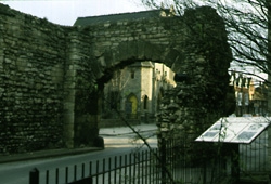 The still-standing North Gate of Roman Lincoln.