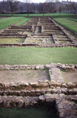Remains of the legionary barracks at Caerleon.