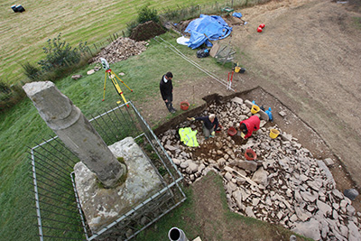 Aerial view of The Pillar under excavation