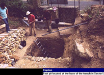 Photograph of test pit located at the base of the trench in Sector 1