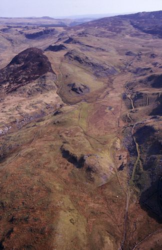 Figure B: Aerial view showing location of Bryn y Castell hillfort. (Image: C.R. Musson, Crown Copyright RCAHMW, D12009_1268)