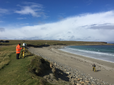 Historic Environment Scotland's Digital Documentation Team regularly monitor the sea wall at Skara Brae on Orkney to check for changes in the coastline. (Image used with permission ©Crown Copyright: HES)